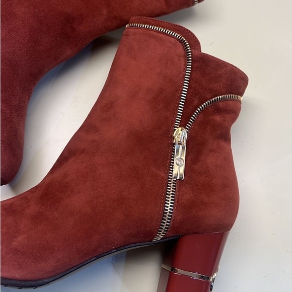 MARINO FABIANI MADE IN ITALY Elegant Suede Ankle Boots - Rust Red - Picture 7 of 10